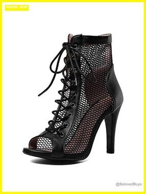Gladiator Heeled Sandals Stiletto Peep Toe Lace Up Ankle Strap Dance